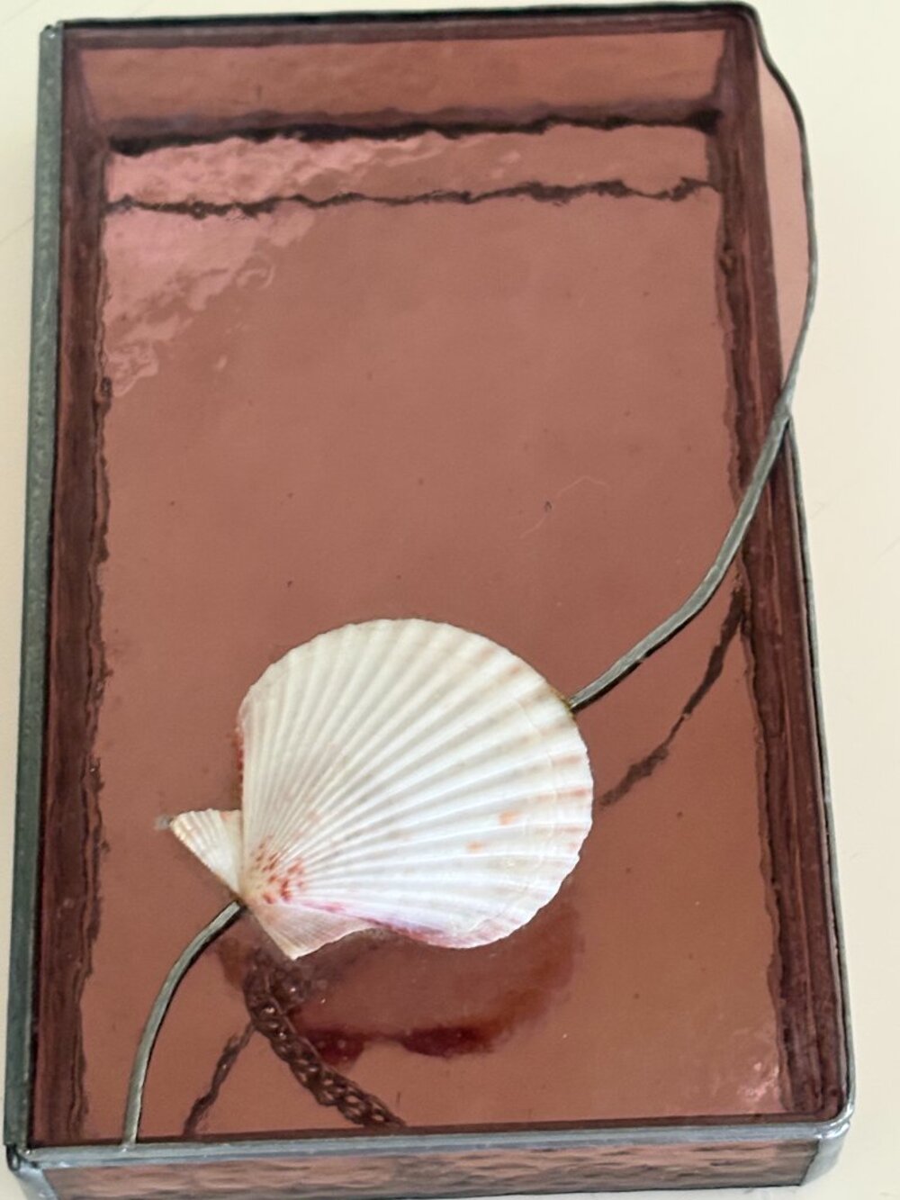 Rectangular Mauve Pink  Stained Glass Jewelry Box